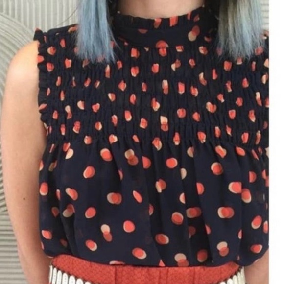 MAEVE Sheer Polka Dot Ruffle Blouse - Picture 3 of 14